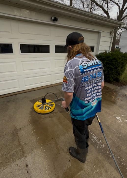 Concrete driveway pressure cleaning Portage MI by Swift Power & Soft Washing