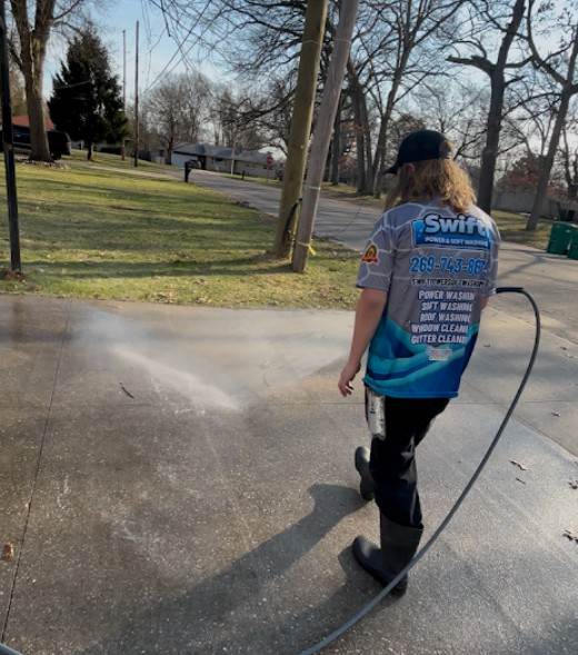 Concrete driveway pressure washing Kalamazoo MI by Swift Power & Soft Washing