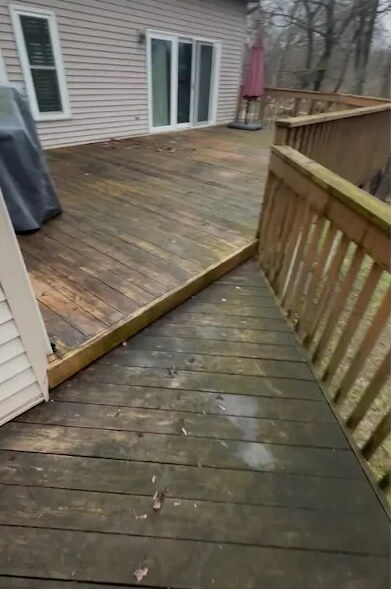 Wood deck cleaning in Kalamazoo, MI, before cleaning